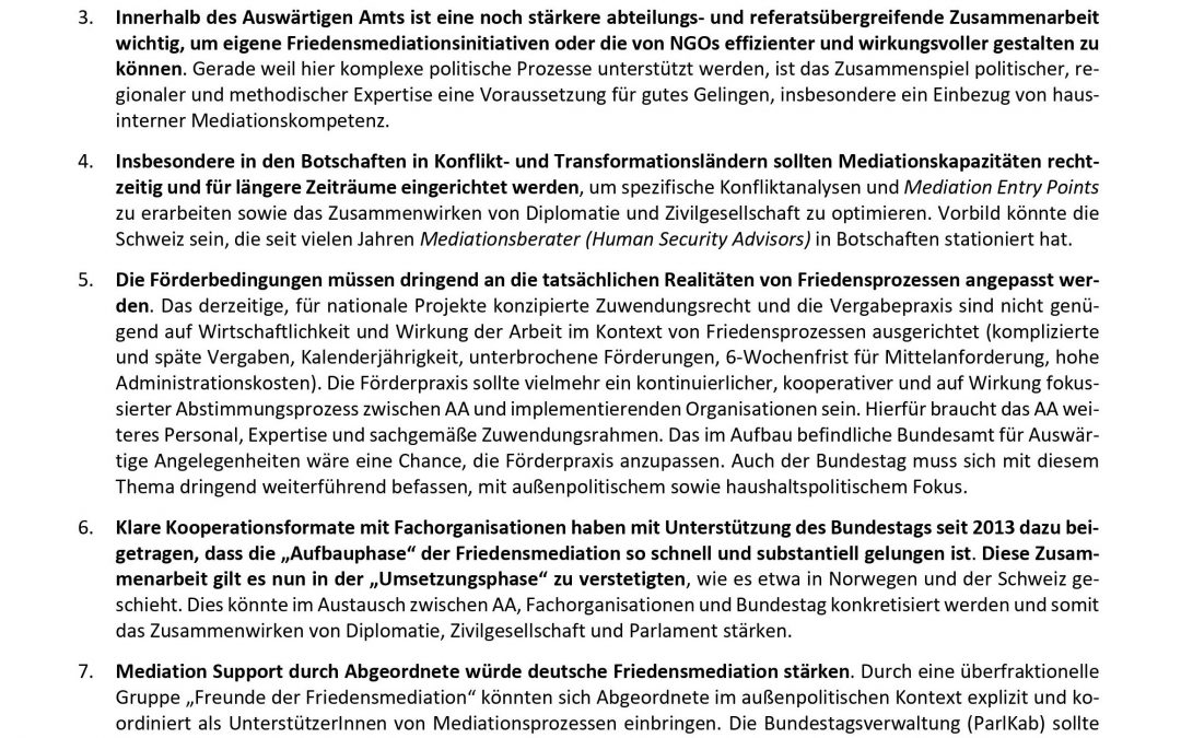 Friedensmediation im Bundestag