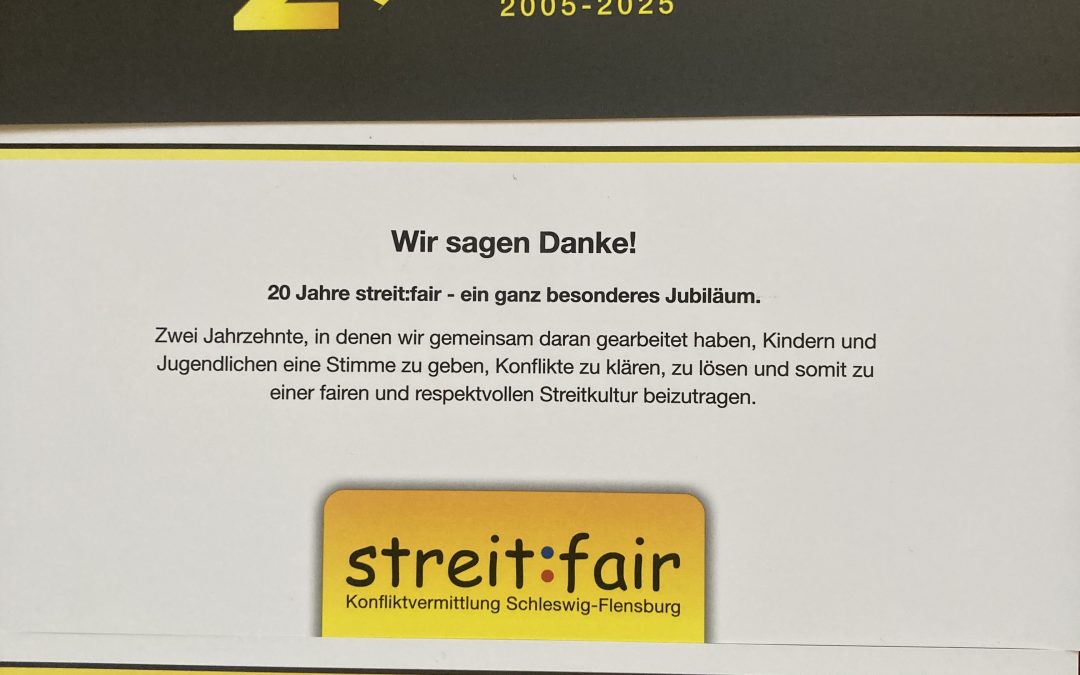 Herzlichen Glückwunsch zum 20. Geburtstag, streit:fair!
