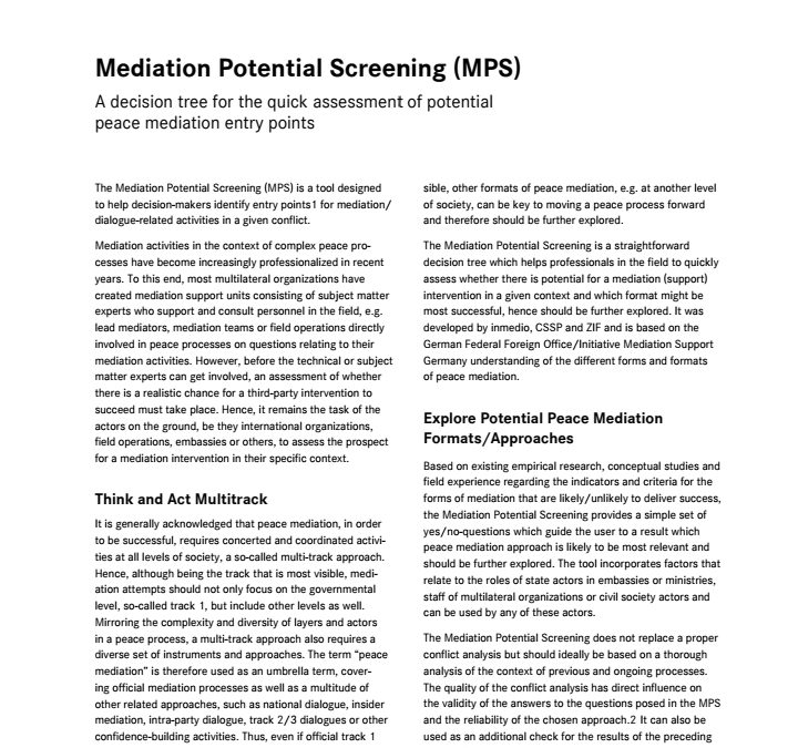 New Publication: Mediation Potential Screening